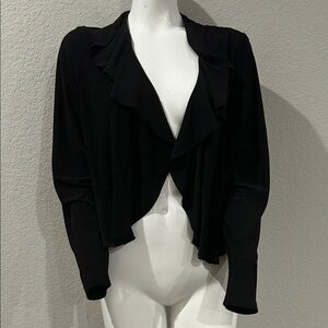 Black Ruffled Open Front Cardigan